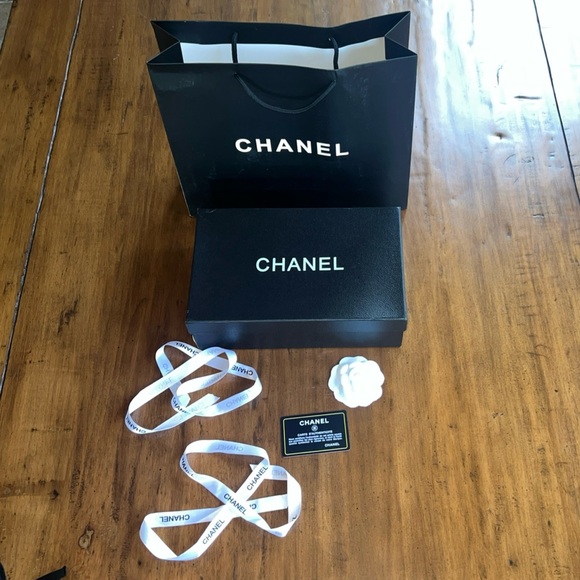 Chanel Empty Black Gift Box W Gift Bag Authenticity Card Camilla Flower & Ribbon